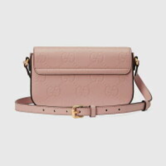 Gucci GG Super Shoulder Bag Rose Pink Beige Leather - Picture 4 of 5